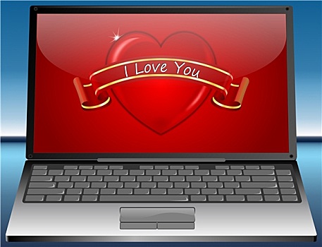 笔记本电脑,情人节,贺卡,我爱你