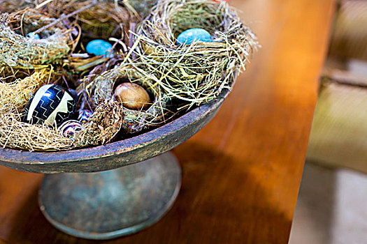 复活节草巢,装饰,手绘,蛋