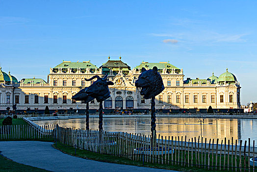 维也纳,圣诞市场,美景宫,黄道十二宫,头部,艺术家,奥地利