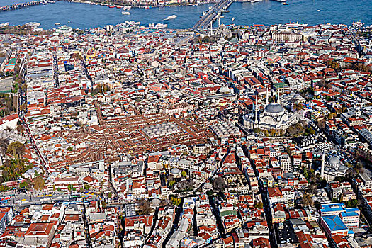 大巴扎集市,清真寺,俯视,伊斯坦布尔,土耳其