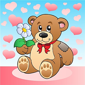 泰迪熊,花,心形
