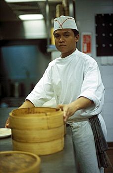 亚洲人,厨师,竹篮
