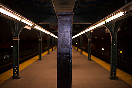 地铁站台,纽约,美国