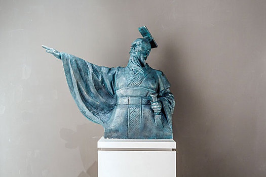 齐威王半身铜塑像,山东省淄博市齐文化博物馆