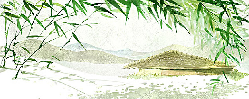 竹子,屋顶,房子