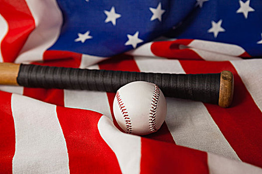 棒球棒,球,美国国旗,特写