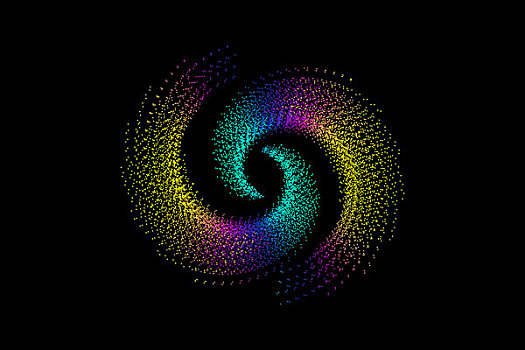 粒子组成炫彩发光螺旋状抽象背景