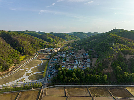 陕西省延安市南泥湾航拍图片