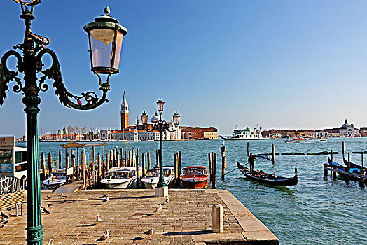 船,水岸,岛屿,圣乔治奥,威尼斯,威尼托,意大利,世界遗产