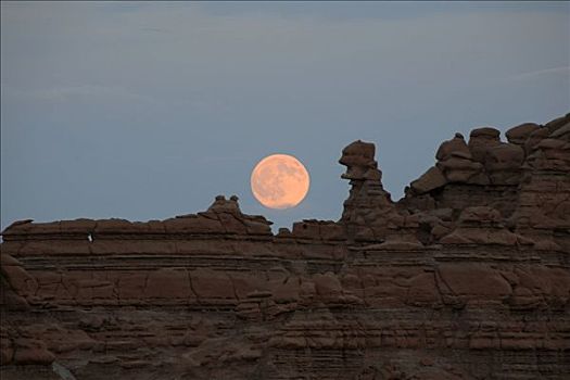 满月,上方,山谷,州立公园,犹他,美国