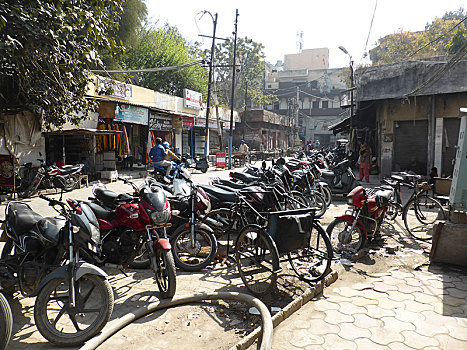 摩托车,停放,街道,旁遮普,印度,未知
