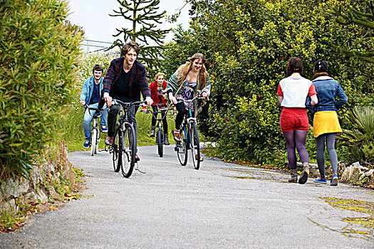 青少年,骑,自行车,公园