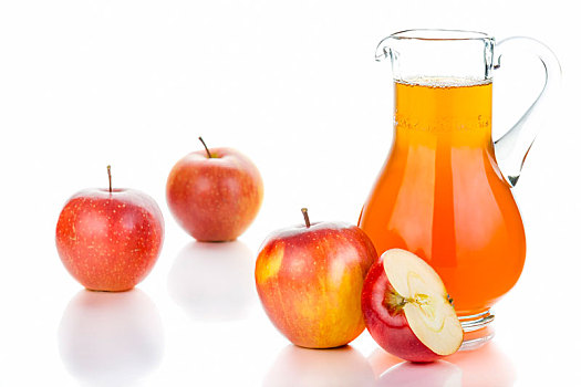 新鲜,苹果,玻璃杯,果汁,白色背景,背景
