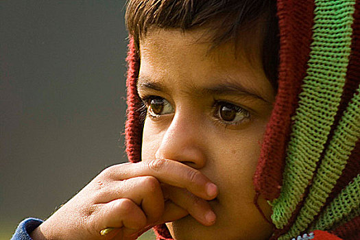 头像,孩子,孟加拉,一月,2008年