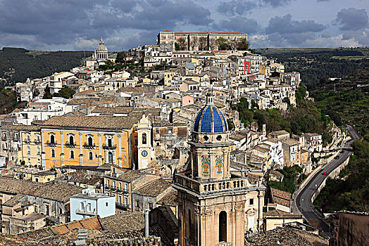 风景,教堂塔,圣玛丽亚教堂,区域,拉古萨,西西里,意大利,欧洲