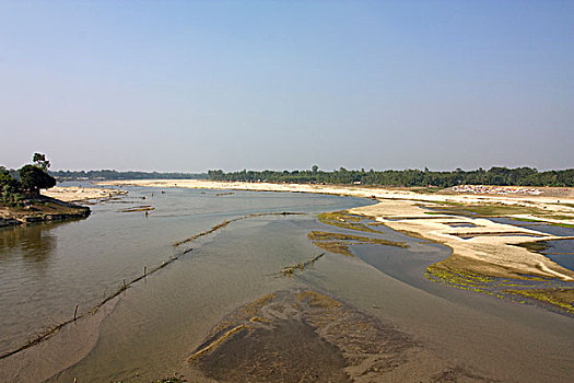 干燥,河,靠近,城镇,孟加拉,十二月,2008年