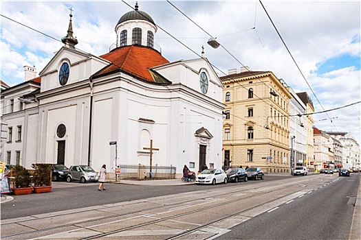 教堂,街道,维也纳