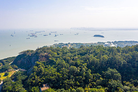 航拍广州大角山炮台遗址,虎门炮台