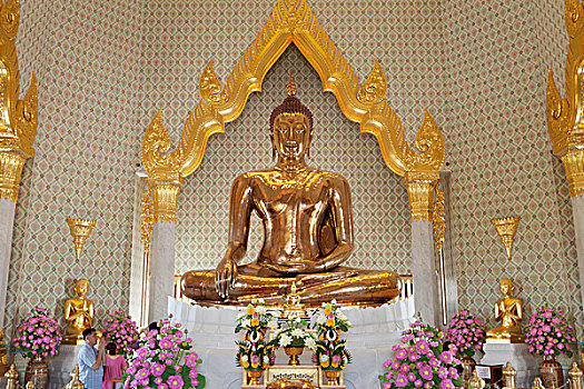 金色,佛,雕塑,寺院,庙宇,曼谷,泰国,亚洲
