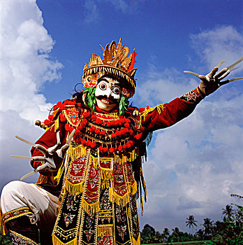 印度尼西亚,巴厘岛,乌布,面具,舞者