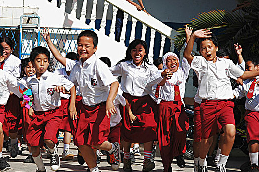 印度尼西亚,雅加达,愉悦,亚洲,学童,学校,地面