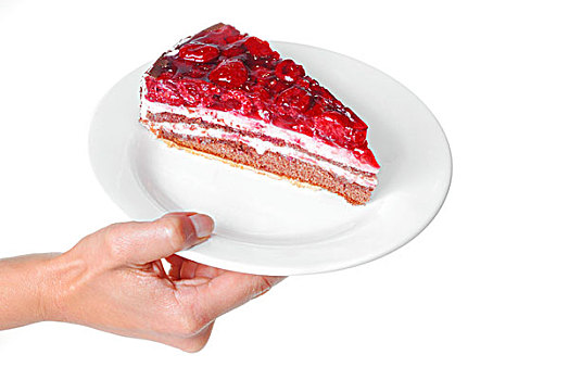 块,树莓蛋糕,盘子