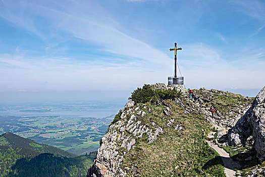 顶峰,十字架,山,齐姆高,阿尔卑斯山,上巴伐利亚,巴伐利亚,德国,欧洲