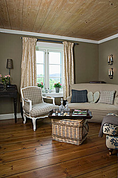 高兴,客厅,旧式,家具,软垫,自然,彩色,大,藤条,茶几