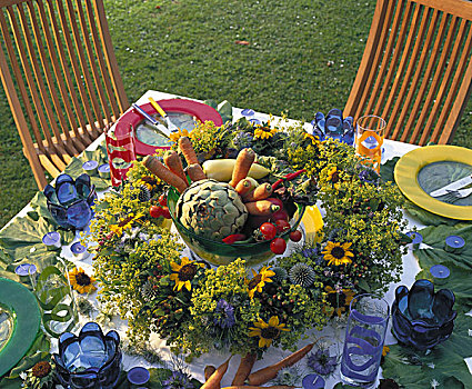 桌子,蔬菜,花圈