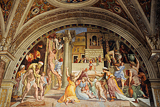 壁画,梵蒂冈,博物馆,罗马,意大利,欧洲