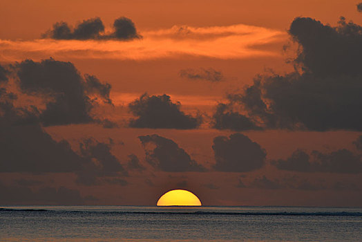 日落,高处,海洋,阿里环礁,马尔代夫,亚洲