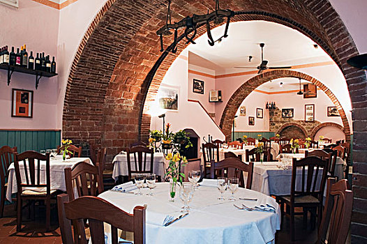 桌子,餐馆,罗卡,托斯卡纳,意大利,欧洲
