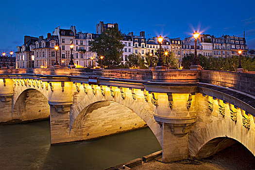 黎明,上方,巴黎新桥,塞纳河,建筑,巴黎,法国