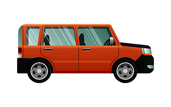 橙色,吉普车,清晰,玻璃,隔绝,白色背景,速度,卑劣,运输,交通工具,简单,卡通,风格,设计,四个,门,正面,背影,前灯,矢量