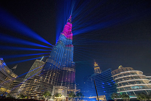新年,亮光,展示,哈利法,迪拜,阿联酋