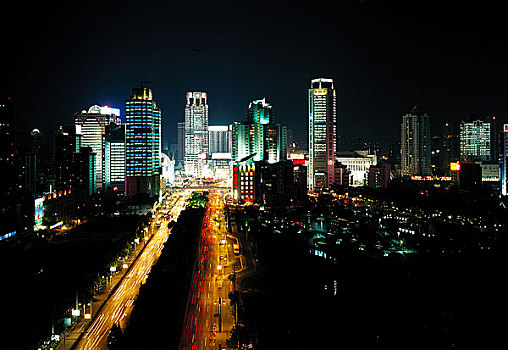 上海徐家汇商业区夜景