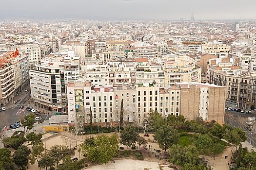 俯视,巴塞罗那,加泰罗尼亚,西班牙