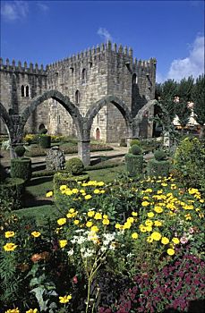 葡萄牙,布拉加,圣芭芭拉,花园,正面,宫殿