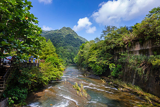 山谷里流过清净凉爽的小溪流