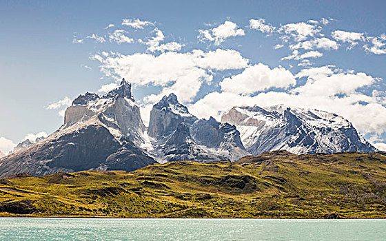 风景,上方,灰色,湖,托雷德裴恩国家公园,智利