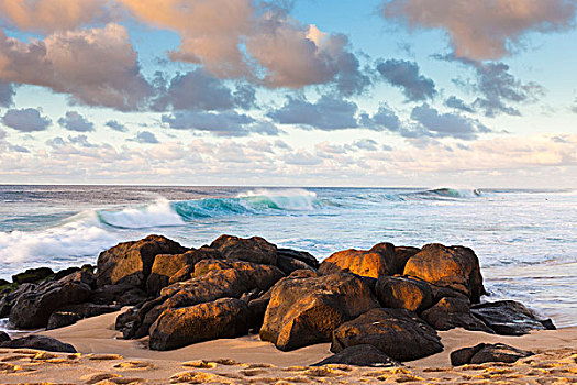 火山岩,海滩,威美亚湾,夏威夷