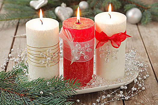 三个,圣诞节,蜡烛