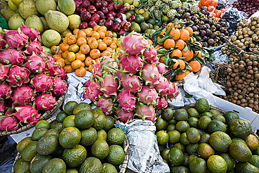 水果摊,市场,色调,中心,越南,东南亚