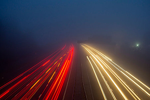 高速公路,雾,英格兰,英国,欧洲