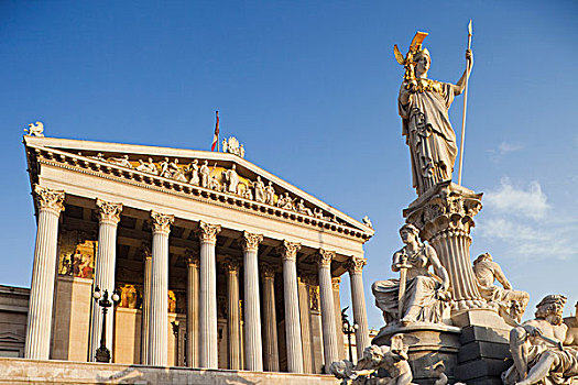 雕塑,正面,政府建筑,国会大厦,维也纳,奥地利