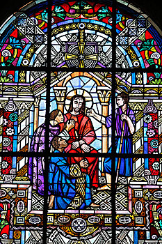 大教堂,彩色玻璃,法国