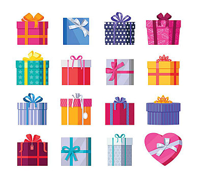 彩色,礼盒,带,蝴蝶结,时尚,隔绝,礼物,盒子,装饰,时髦,包裹,包装,现代,产品,收集,象征,标识,矢量