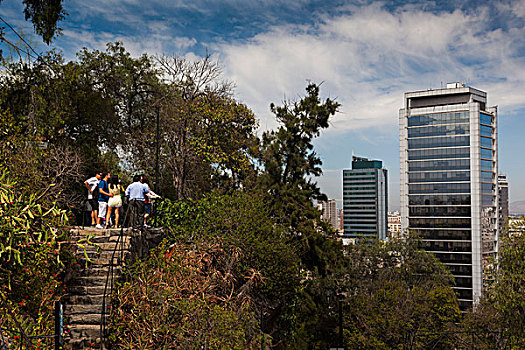 智利,圣地亚哥,圣露西亚山,山,城市风光