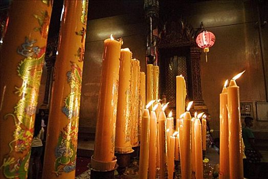 泰国,曼谷,巨大,祈祷,蜡烛