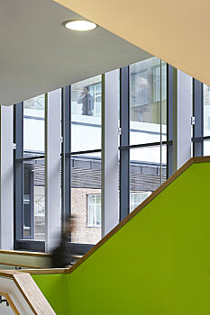 入口,白金汉郡,新,大学,英国,2009年,内景,彩色,楼梯,墙壁,巨大,玻璃窗